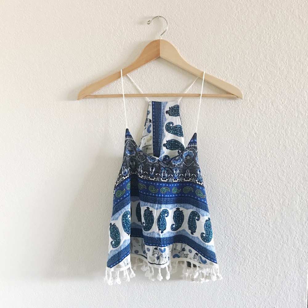 Blue Paisley and Elephant Patterned Top